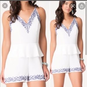 BNWT Bebe Embroidered White Romper